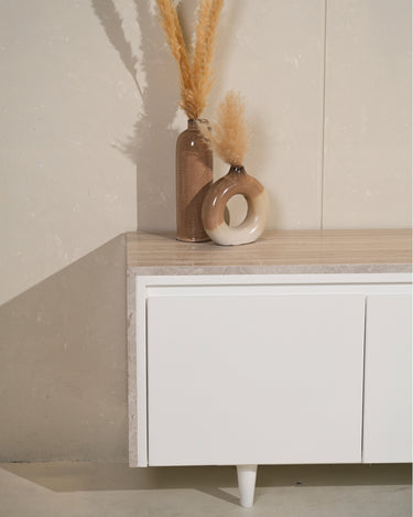 Fioren TV Unit with White Wood Marble Top