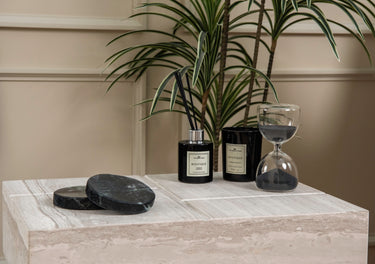 Graya White Wood Marble Side Table