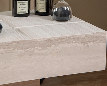 Graya White Wood Marble Side Table