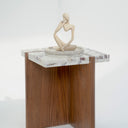 Hano Calacatta Viola Marble & Red Oak Side Table