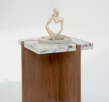 Hano Calacatta Viola Marble & Red Oak Side Table
