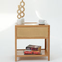 Karin Beech Wood & Rattan Side Table