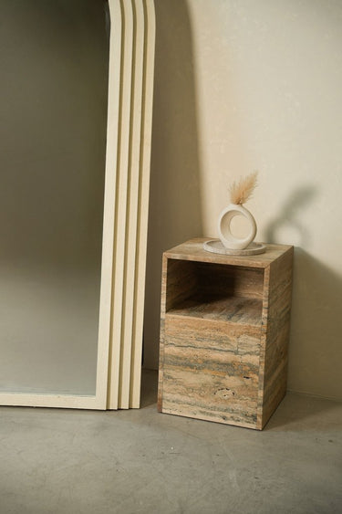 Liliro White Concrete Frame Mirror with Back Stand