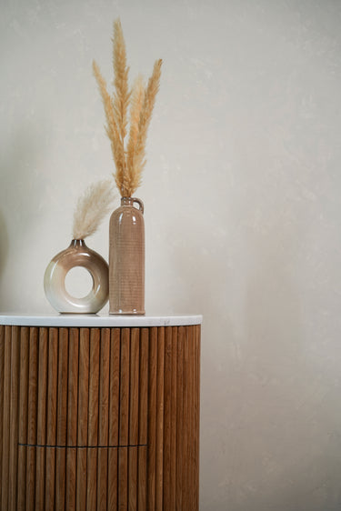 Liora Bedside Table – Volakas Marble Top with Wooden Base