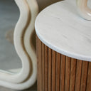 Liora Bedside Table – Volakas Marble Top with Wooden Base