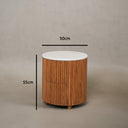 Liora Bedside Table – Volakas Marble Top with Wooden Base