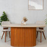 Liva Travertine Marble With Wooden Base Dining Table