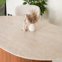 Liva Travertine Marble With Wooden Base Dining Table