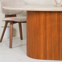 Liva Travertine Marble With Wooden Base Dining Table
