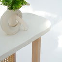 Liven Console Table with Cement Top and Beech Wood Rattan Base