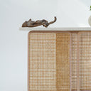 Liven Console Table with Cement Top and Beech Wood Rattan Base