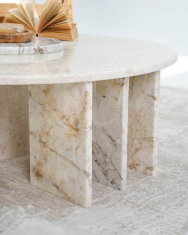 Lorin Beige & Calacatta Viola Marble Coffee Table