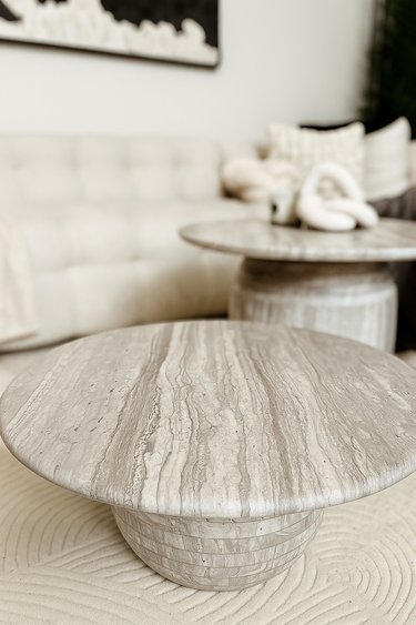 Lorvia White Wood Marble Coffee Table – Set of 2