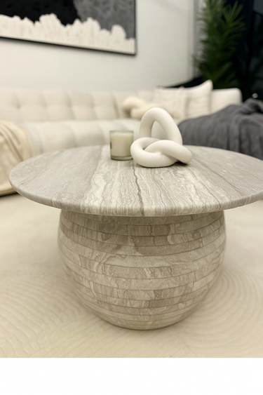 Lorvia White Wood Marble Coffee Table – Set of 2
