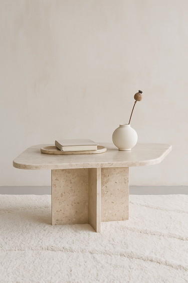 Lovia Beige Marble Coffee Table