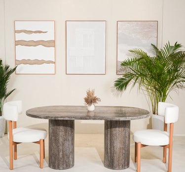 Lyra Silver Travertine Dining Table