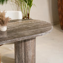 Lyra Silver Travertine Dining Table