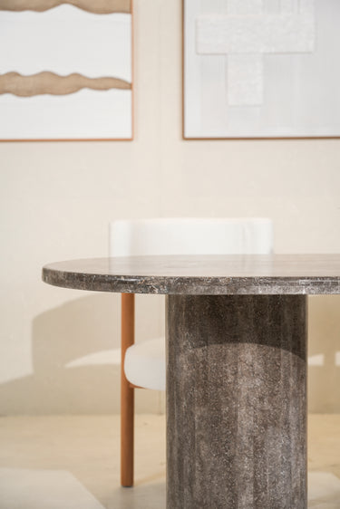 Lyra Silver Travertine Dining Table
