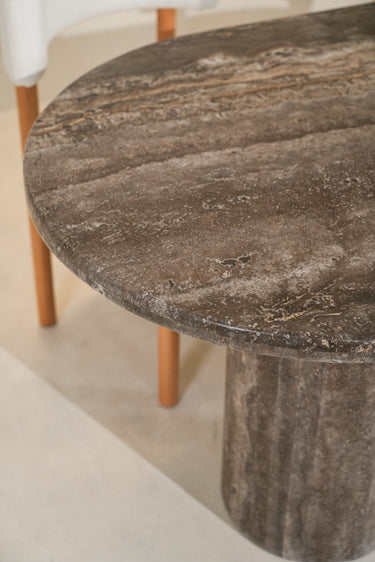 Lyra Silver Travertine Dining Table