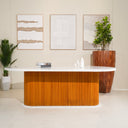 Mirella Dining Table with Volakas Marble Top and Wooden Base