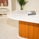 Mirella Dining Table with Volakas Marble Top and Wooden Base