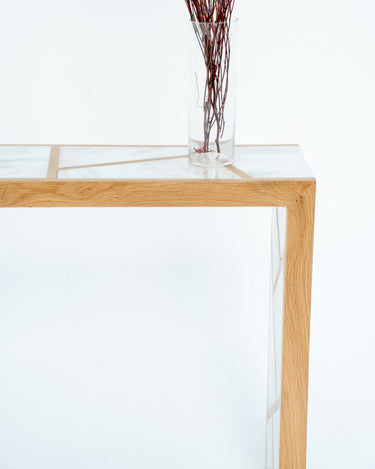 Orel Afyon Sugar Marble & White Oak Console