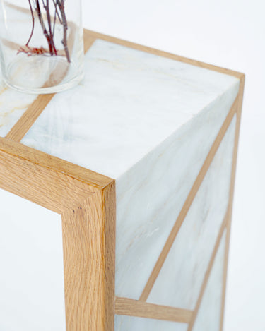 Orel Afyon Sugar Marble & White Oak Console