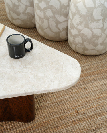 Orina Triangle Coffee Table - Beige Marble