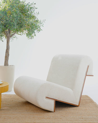 Pelo Veneered Oak & Linen Sofa Chair