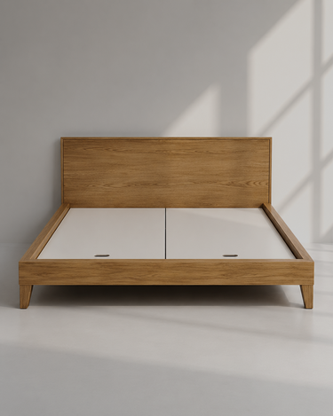 Safat White Oak Solid Wood King Size Bed by Art Dei Marmi