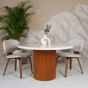 Sera Beige Marble And Wooden Base Dining Table