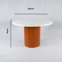 Sera Beige Marble And Wooden Base Dining Table