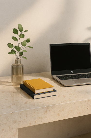 Serica Beige Marble Desk