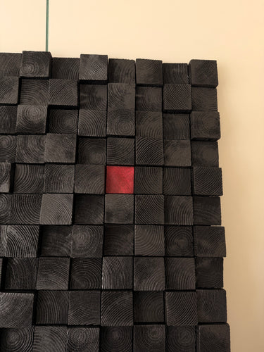 Smoked Black Premium Handmade Wooden Wall Sculpture | Size XXL – 120 cm x 120 cm