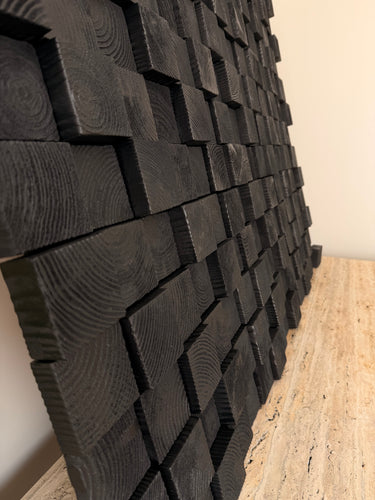 Smoked Black Premium Handmade Wooden Wall Sculpture | Size XXL – 120 cm x 120 cm