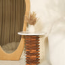 Teka Volakas Marble Top Teak Woode Base Side Table
