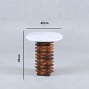 Teka Volakas Marble Top Teak Woode Base Side Table