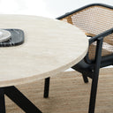 Valera Dining Table - Travertine Top With Wooden Base