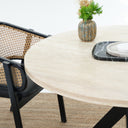 Valera Dining Table - Travertine Top With Wooden Base