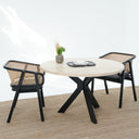 Valera Dining Table - Travertine Top With Wooden Base