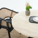 Valera Dining Table - Travertine Top With Wooden Base