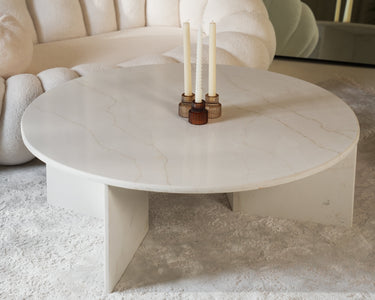 Vera Quartz White Marble Coffee Table