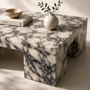 Viora marble coffee table by ART DEI MARMI with natural violet marble veining