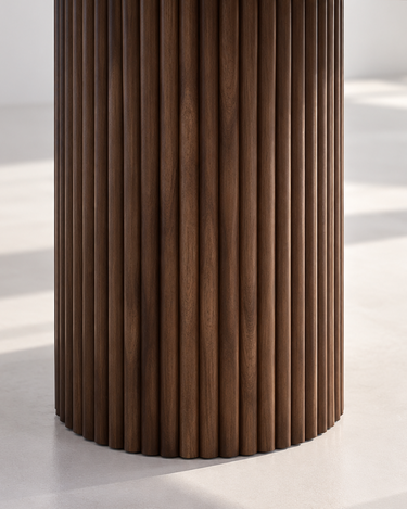 Wexford Calacatta Viola Dining Table - Fluted Beech Wood Base Detail