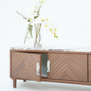 Zino Calacatta Viola Marble & Teakwood Wood TV Unit