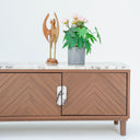 Zino Calacatta Viola Marble & Teakwood Wood TV Unit