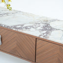 Zino Calacatta Viola Marble & Teakwood Wood TV Unit