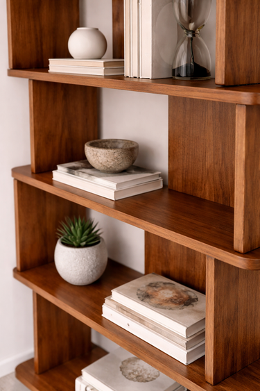 Zoryana Bookshelf - Solid Wood Sculptural Storage