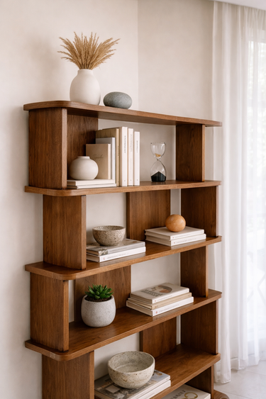 Zoryana Bookshelf - Solid Wood Sculptural Storage