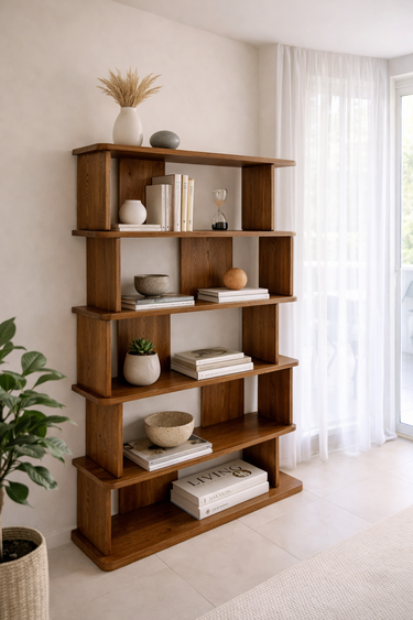 Zoryana Bookshelf - Solid Wood Sculptural Storage